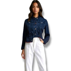 Max Studio London Cropped Jean Jacket size S Dark Denim
Wash